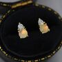 Opal With Cz Stud Earrings In Sterling Silver, thumbnail 6 of 11