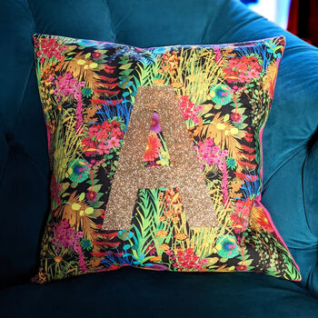 Tropical Liberty Fabric Personalised Cushion Gift, 2 of 5