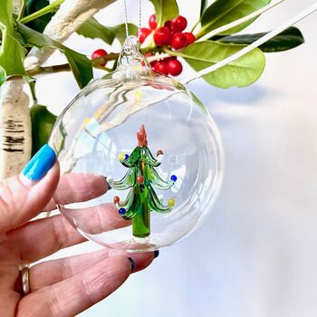 Christmas Tree Glass Blown Bauble, 3 of 4