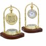 Personalised Brass 23rd Anniversary Desk Clock With Compass, thumbnail 1 of 11