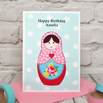 'Russian Doll' Personalised Girls Birthday Card, 2 of 4