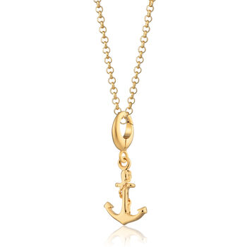18ct Gold Anchor Charm Necklace, 2 of 6