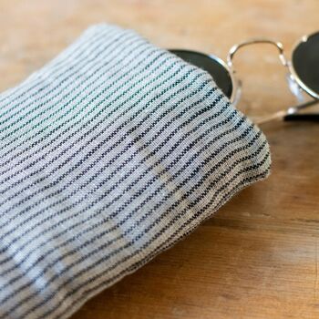 Striped Linen Glasses Case In Natural/Dark Blue, 3 of 3