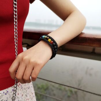 Lava Bead Chakra Inspired Wrap Bracelet, 3 of 7
