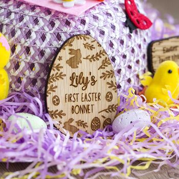 My First Easter Bonnet Hat Topper Wooden Sign, 5 of 5