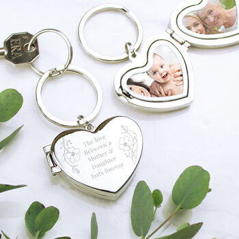Personalised Floral Heart Photo Frame Keyring, 6 of 9