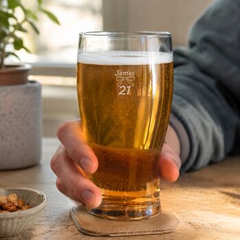 Personalised Pint Glass Engraved For 21st Birthday Gift, 4 of 12
