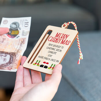 Personalised Merry Christmas Money Gift Holder, 4 of 5