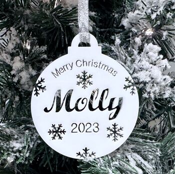 Merry Christmas Personalised Christmas Bauble, 4 of 10