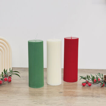 Festive Christmas Pillar Candle Christmas Decoration, 7 of 10