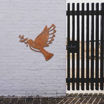 Metal Peace Bird Garden Decor Rusty Bird Wall Art Gift, 8 of 10