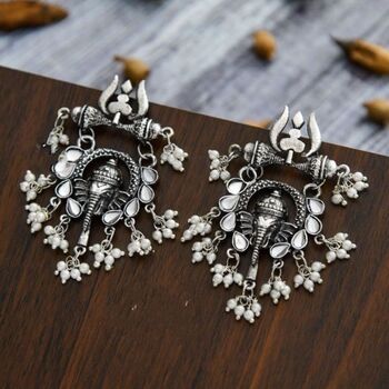 Spiritual Ganesha Indian Statement Earrings Necklace, 3 of 9