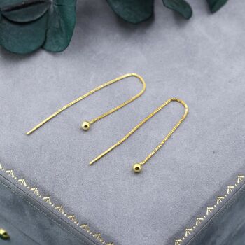 Sterling Silver Minimalist Ball Threaders Earrings, 2 of 9