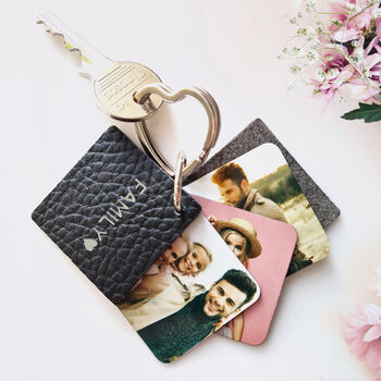 Personalised Multi Photo Flip Leather Keyring, 2 of 10