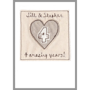 Personalised 4th Linen Wedding Anniversary Card, 6 of 12