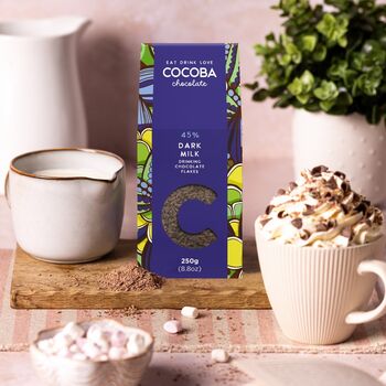 45% Dark Milk Drinking Chocolate Flakes Two Pack, 2 of 2