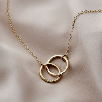 Personalised 9ct Gold Medium Double Hoop Names Necklace, 3 of 8