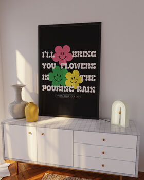 Flowers | Music Poster | Wall Art | A5 A4 A3 | Bold | Typographic | Quote | Print | House Music | Garage, 2 of 9