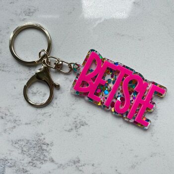 Personalised Acrylic Glitter Key Chains Key Rings Bag Charm, 9 of 9
