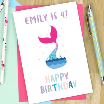 Personalised Mermaid Birthday Card, 2 of 2