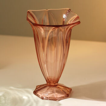 Vintage Art Deco Glass Vase Pink, 3 of 3