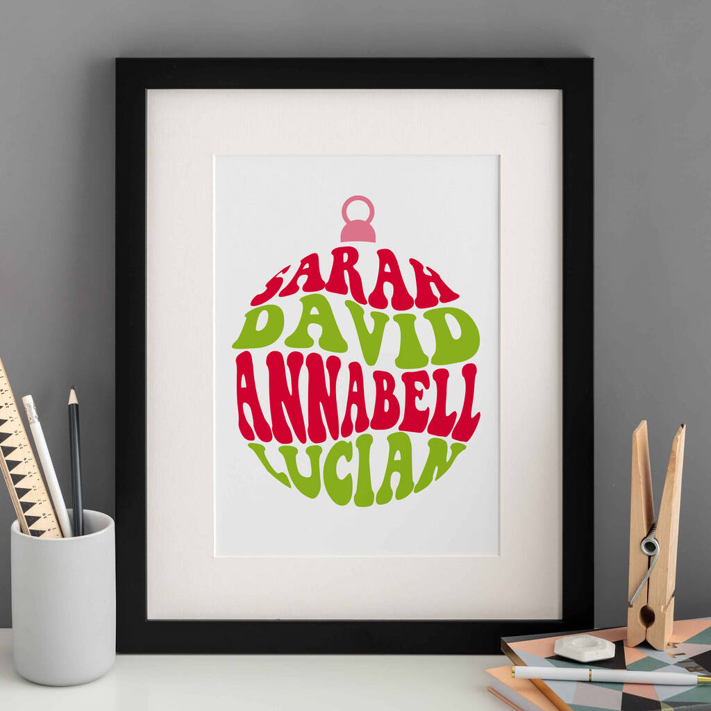 Personalised Family Christmas Bauble Print, 1 of 4