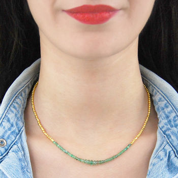 Emerald Silver And Rose/Gold Plated Silver May Necklace, 2 of 3