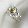 Sterling Silver Daisy And Leaf Adjustable Ring, thumbnail 1 of 6