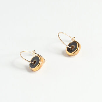 Ceramic, Glass And Gold Black Hoop Earrings, 4 of 6