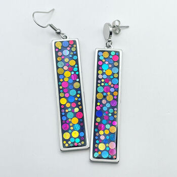 Long Disco Earrings Handmade With Colourful Sparkles, 4 of 10