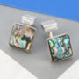 Men's Solid Abalone Shell Silver Cufflinks, thumbnail 1 of 2