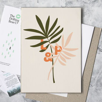 Personalised Leaves And Initials Print, 3 of 6