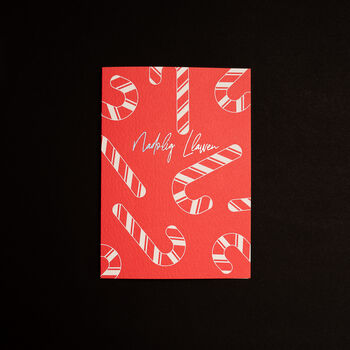 Nadolig Llawen | Candy Canes | Foiled Christmas Card, 2 of 6