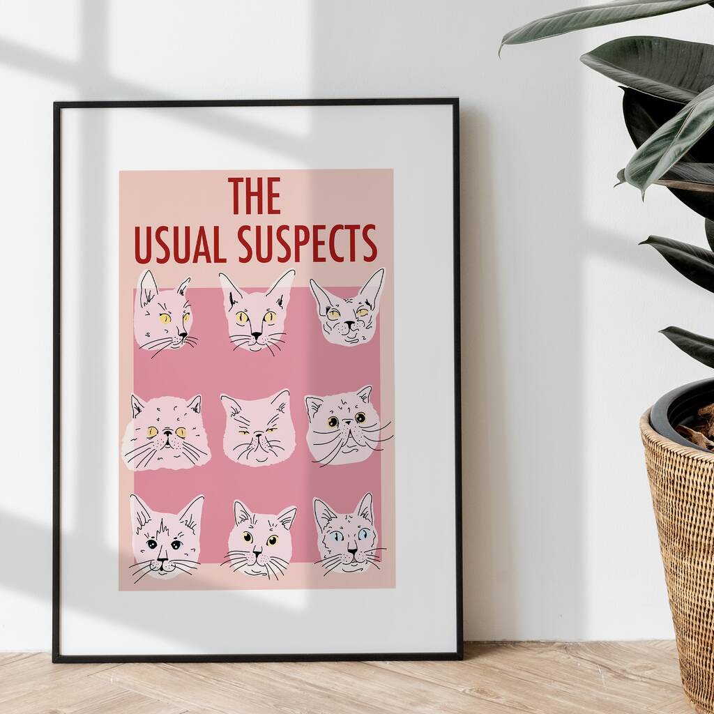 Usual Suspects, Cat Art Print, 1 of 9