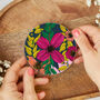 Round Coaster Navy Vivid Blooms Heat And Stain Proof, thumbnail 4 of 10