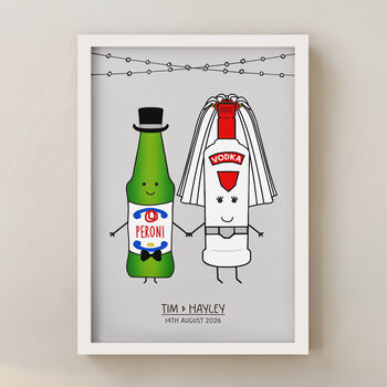 Personalised Bride And Groom Wedding Print, 3 of 12