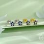 Sapphire Blue Forget Me Not Flower Cz Stud Earrings In Sterling Silver, thumbnail 7 of 12