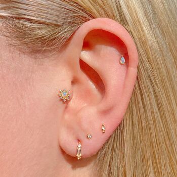 14k Solid Gold Opal Tear Drop Labret Earring, 4 of 7