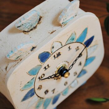 Daisy With Blue And White Petals Analogue Clock, 4 of 7