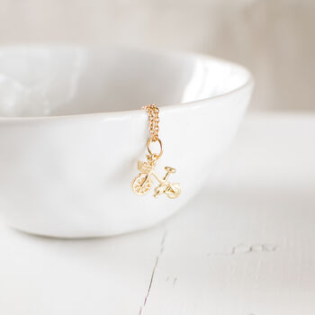 Gold Plated Bicycle Charm Necklace, 5 of 7