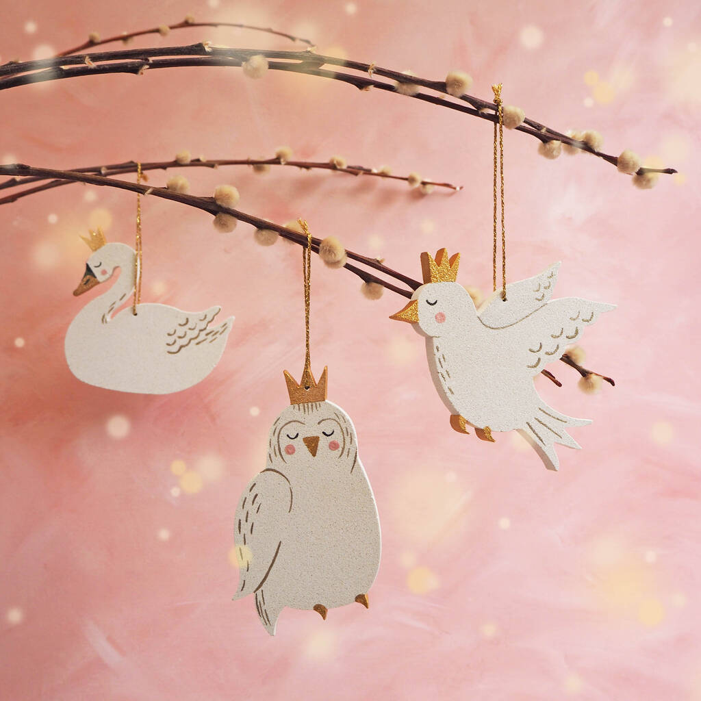Sparkly Crowned Birds Christmas Ornament, 1 of 4