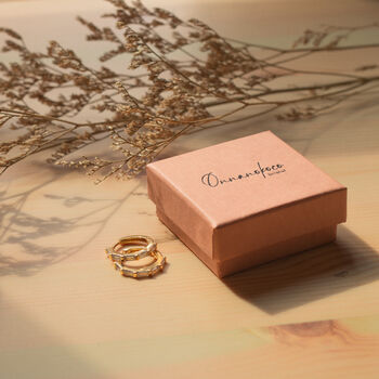 Gold Baguette Hoop Earrings With Cz Stones, 4 of 10