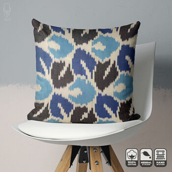 Ikat Handwoven Cushion Cover With Leaf Pattern, 7 of 8