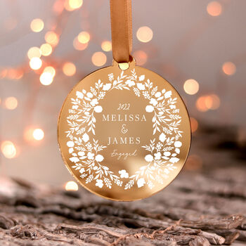Personalised First Christmas Engaged Hanging Ornament, 5 of 7