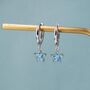 Sterling Silver Aqua Blue Cz Star Huggie Hoop Earrings, thumbnail 8 of 12