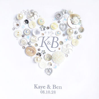 Personalised Wedding Initials Button Heart, 2 of 4
