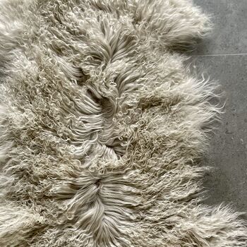 Curly Tibetan Sheepskin Rug Oyster, 2 of 2