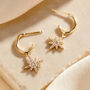 9ct Gold Cz North Star Hanging Earrings, thumbnail 2 of 5