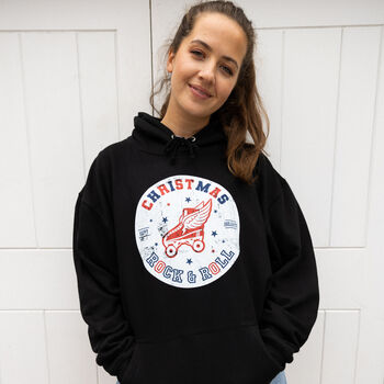 Christmas Rock And Roll Women's Christmas Hoodie, 2 of 4