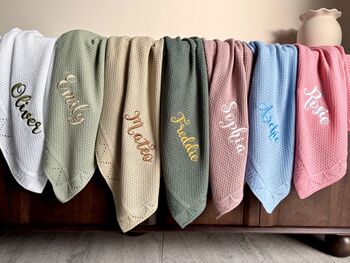 Personalised Baby Blanket Embroidered With Name Soft Customised, 11 of 12